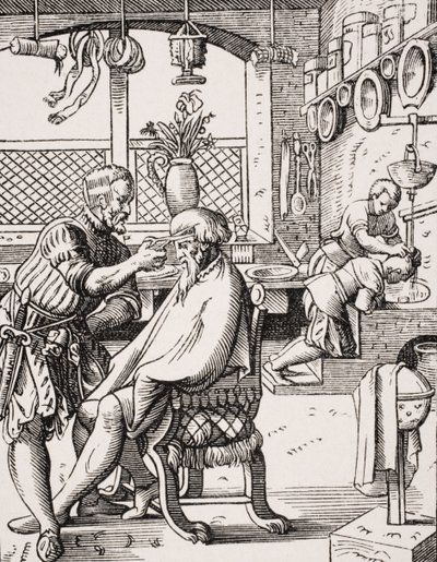 Barber, Reproduction of a Woodcut by Jost Amman from 